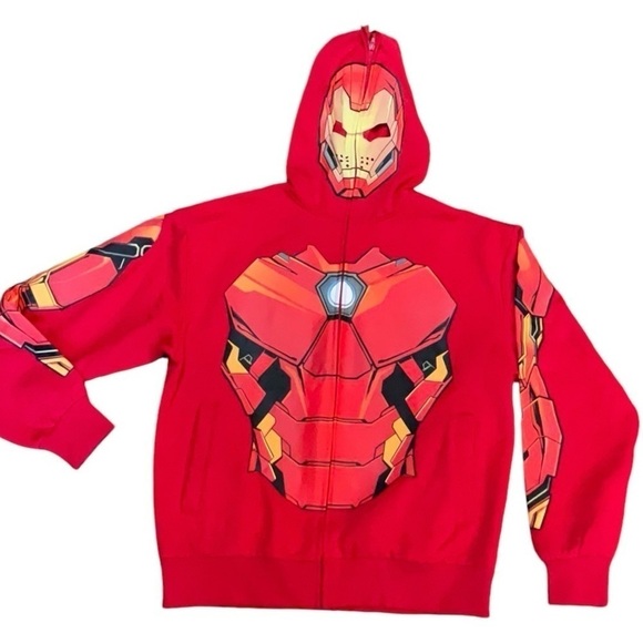 Marvel Iron Man Cosplay Zip Up Hoodie Sweatshirt Size Large - Picture 1 of 5